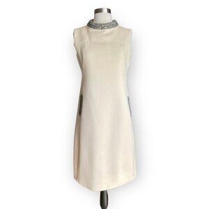 Vintage 50’s Suzy Perette New York Ivory Beaded Rhinestone Sheath Dress Cocktail
